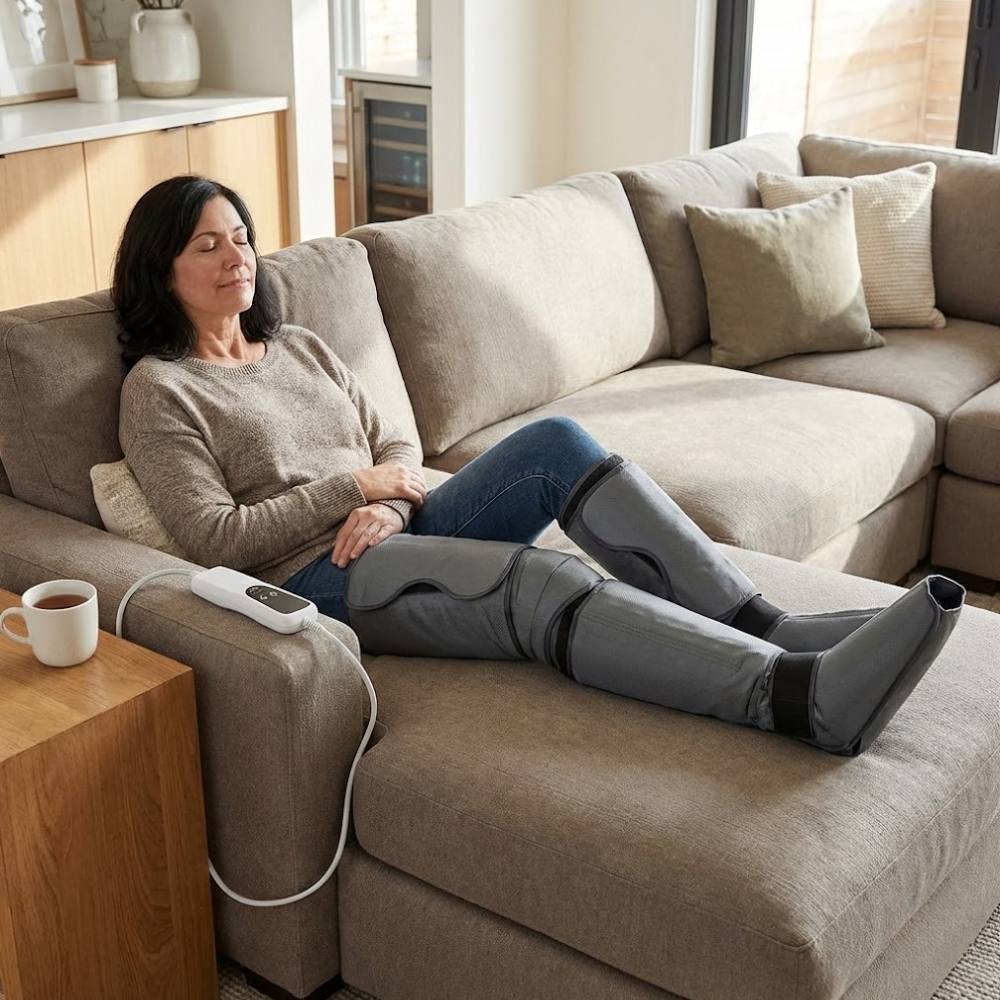 Leg Air Compression & Heating Massager | Foot, Calf & Knee Relaxation Massage Device