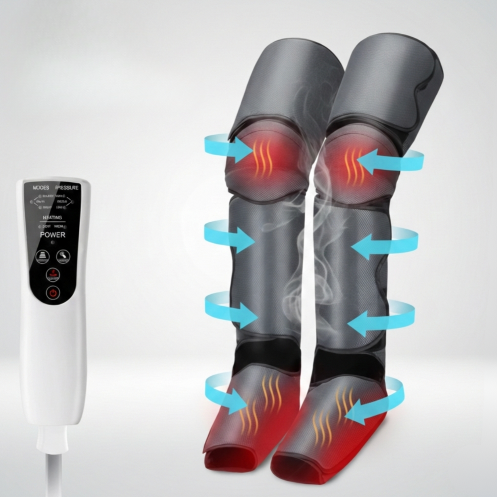Leg Air Compression & Heating Massager | Foot, Calf & Knee Relaxation Massage Device